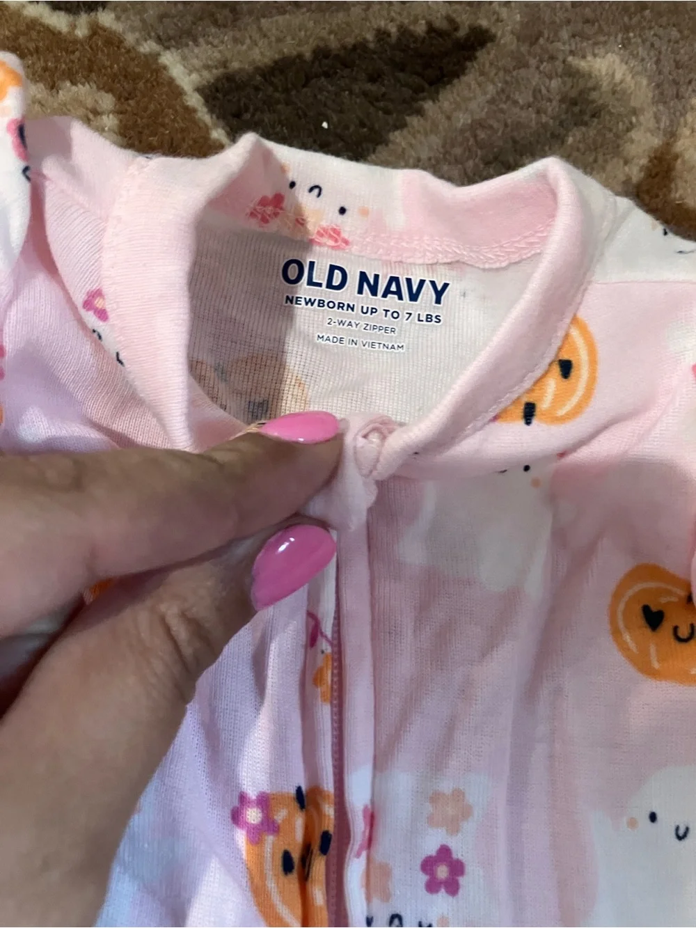 NWT NEWBORN Old Navy Black Skeleton & Pink Pumpkin Baby Footie 2-Pack